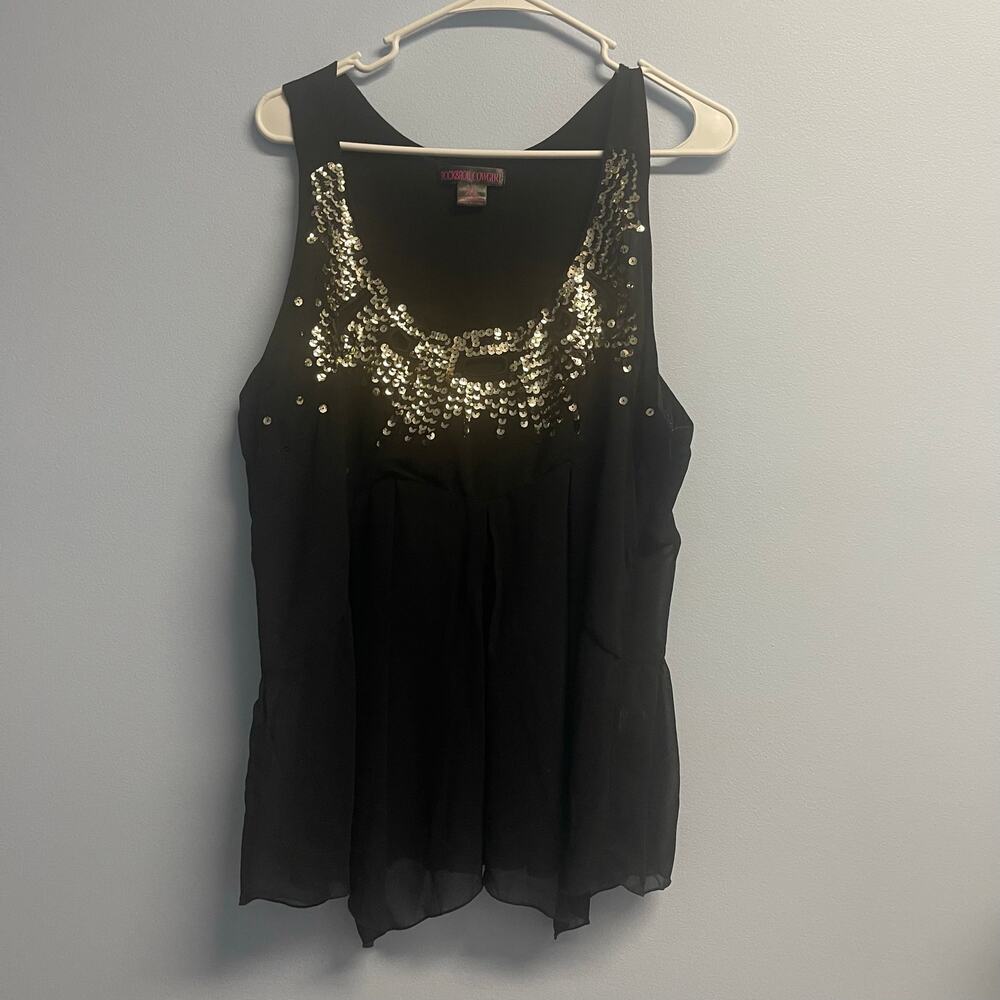 Rock&Roll Cowgirl Shear sequins side zip tank top. Pre owned size XL